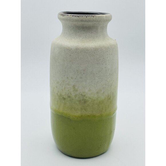 A West German Fat Lava Vase by Scheurich Green Cream Two Tone 213-20. - Picture 3 of 8